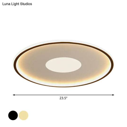 Minimalist Led Flush Mount Ceiling Light Disk-Shaped Ultrathin Acrylic In Black/Gold For Bedroom