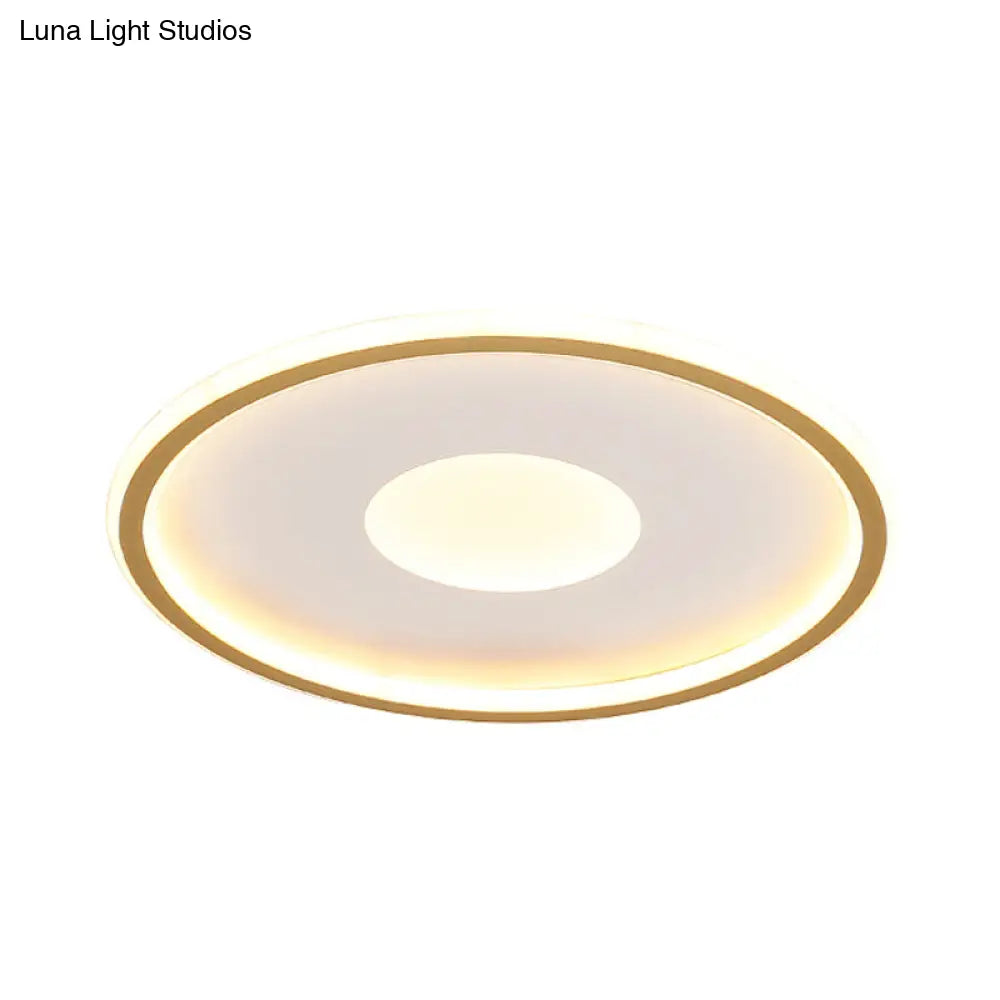 Minimalist Led Flush Mount Ceiling Light Disk-Shaped Ultrathin Acrylic In Black/Gold For Bedroom