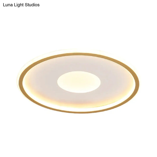 Minimalist Led Flush Mount Ceiling Light Disk-Shaped Ultrathin Acrylic In Black/Gold For Bedroom