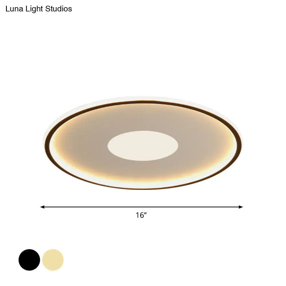 Minimalist Led Flush Mount Ceiling Light Disk-Shaped Ultrathin Acrylic In Black/Gold For Bedroom