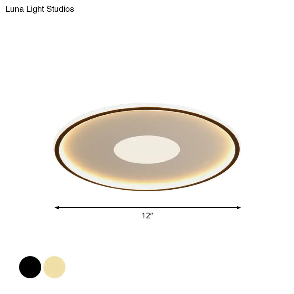 Minimalist Led Flush Mount Ceiling Light Disk-Shaped Ultrathin Acrylic In Black/Gold For Bedroom