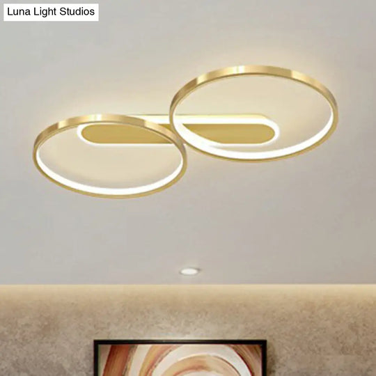 Minimalist Led Flush Mount Ceiling Light For Bedroom - Golden Circle Fixture