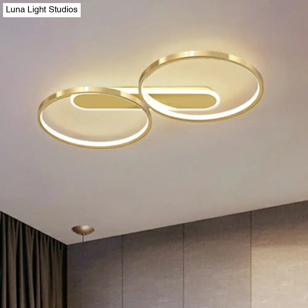 Minimalist Led Flush Mount Ceiling Light For Bedroom - Golden Circle Fixture