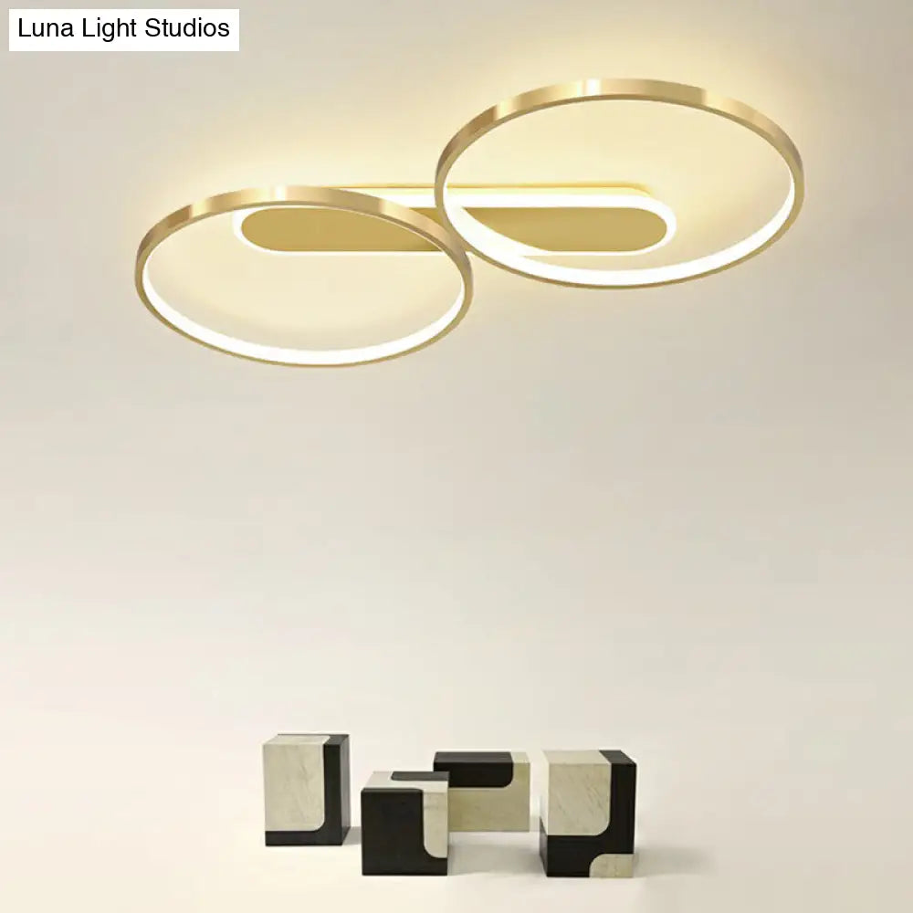 Minimalist Led Flush Mount Ceiling Light For Bedroom - Golden Circle Fixture