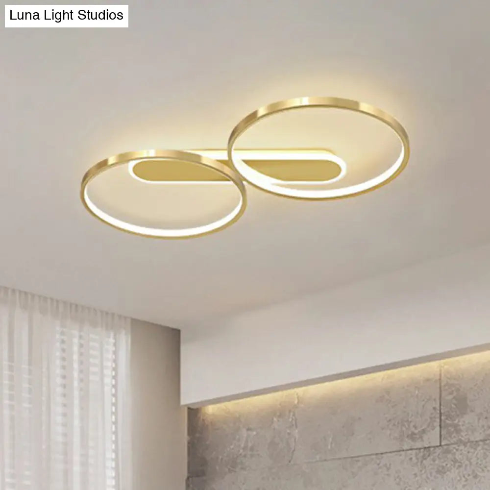 Minimalist Led Flush Mount Ceiling Light For Bedroom - Golden Circle Fixture