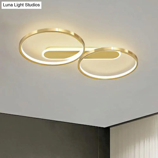 Minimalist Led Flush Mount Ceiling Light For Bedroom - Golden Circle Fixture Gold / 22.5 Warm