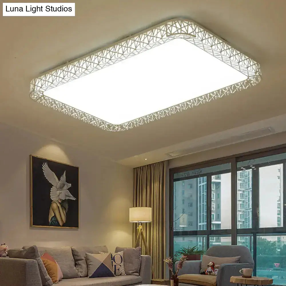 Minimalist Led Flush Mount Ceiling Light With Metal Shade - Warm/White Options