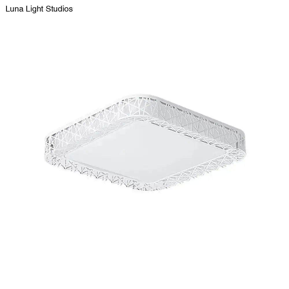 Minimalist Led Flush Mount Ceiling Light With Metal Shade - Warm/White Options