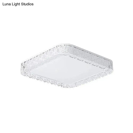 Minimalist Led Flush Mount Ceiling Light With Metal Shade - Warm/White Options