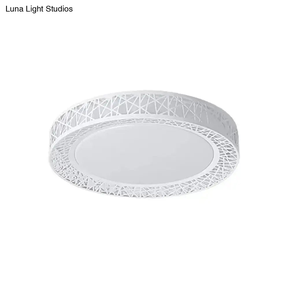 Minimalist Led Flush Mount Ceiling Light With Metal Shade - Warm/White Options