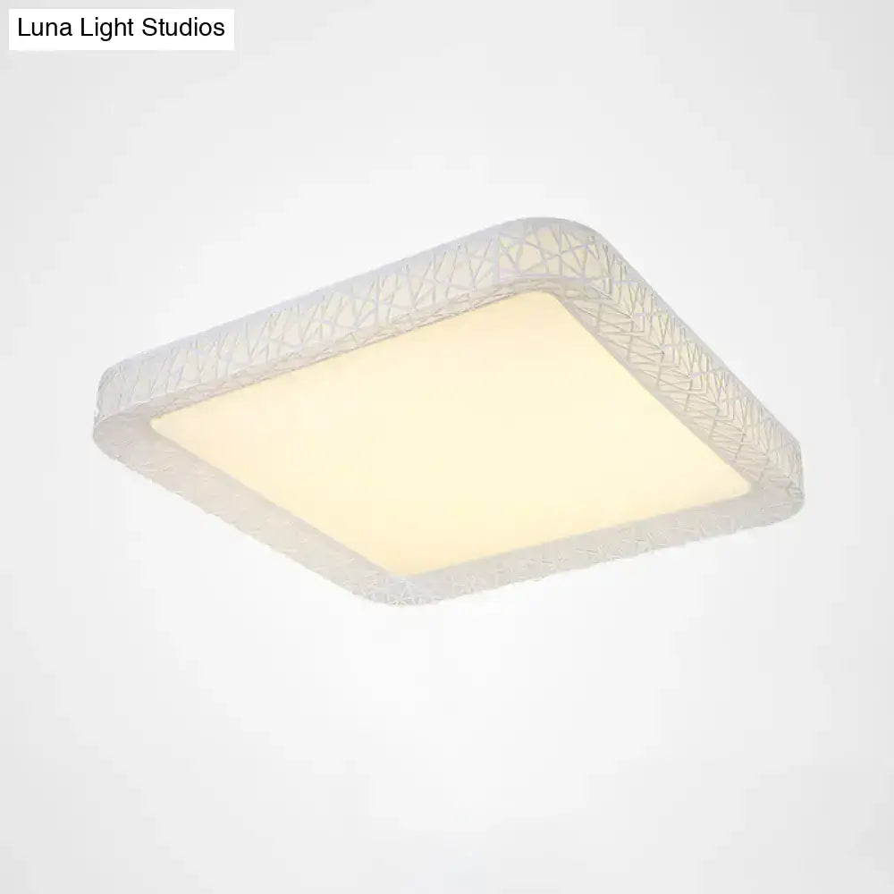 Minimalist Led Flush Mount Ceiling Light With Metal Shade - Warm/White Options