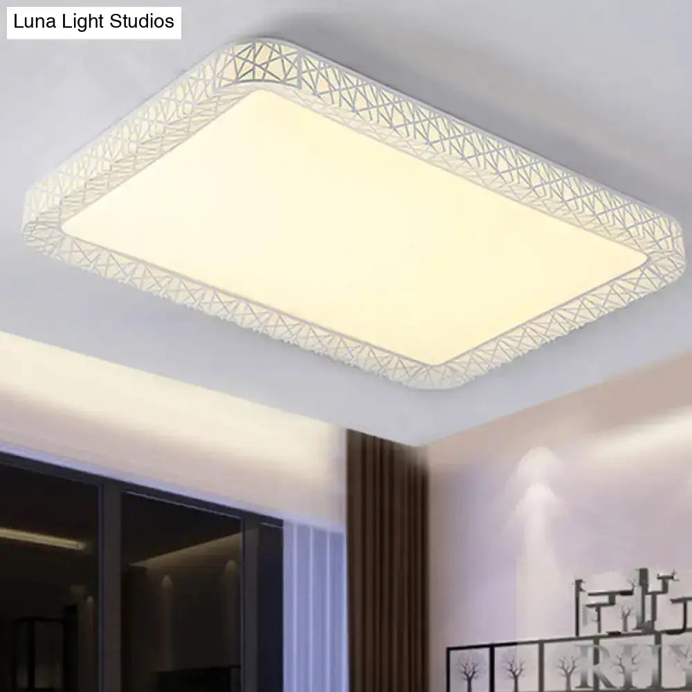 Minimalist Led Flush Mount Ceiling Light With Metal Shade - Warm/White Options