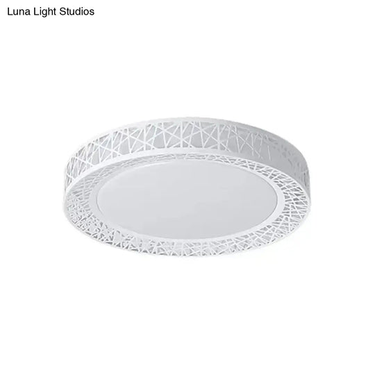 Minimalist Led Flush Mount Ceiling Light With Metal Shade - Warm/White Options