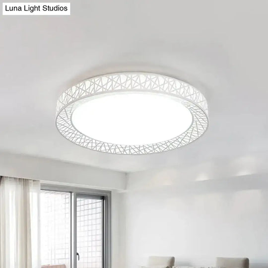 Minimalist Led Flush Mount Ceiling Light With Metal Shade - Warm/White Options