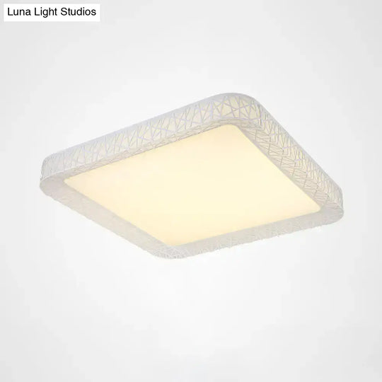 Minimalist Led Flush Mount Ceiling Light With Metal Shade - Warm/White Options