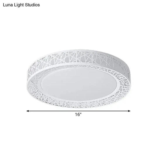 Minimalist Led Flush Mount Ceiling Light With Metal Shade - Warm/White Options