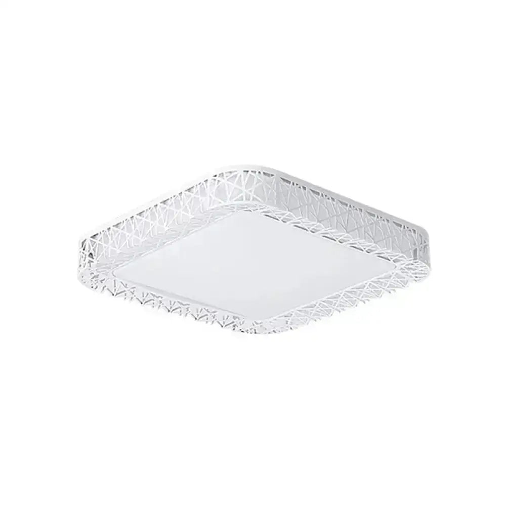 Minimalist Led Flush Mount Ceiling Light With Metal Shade - Warm/White Options White / Warm Square