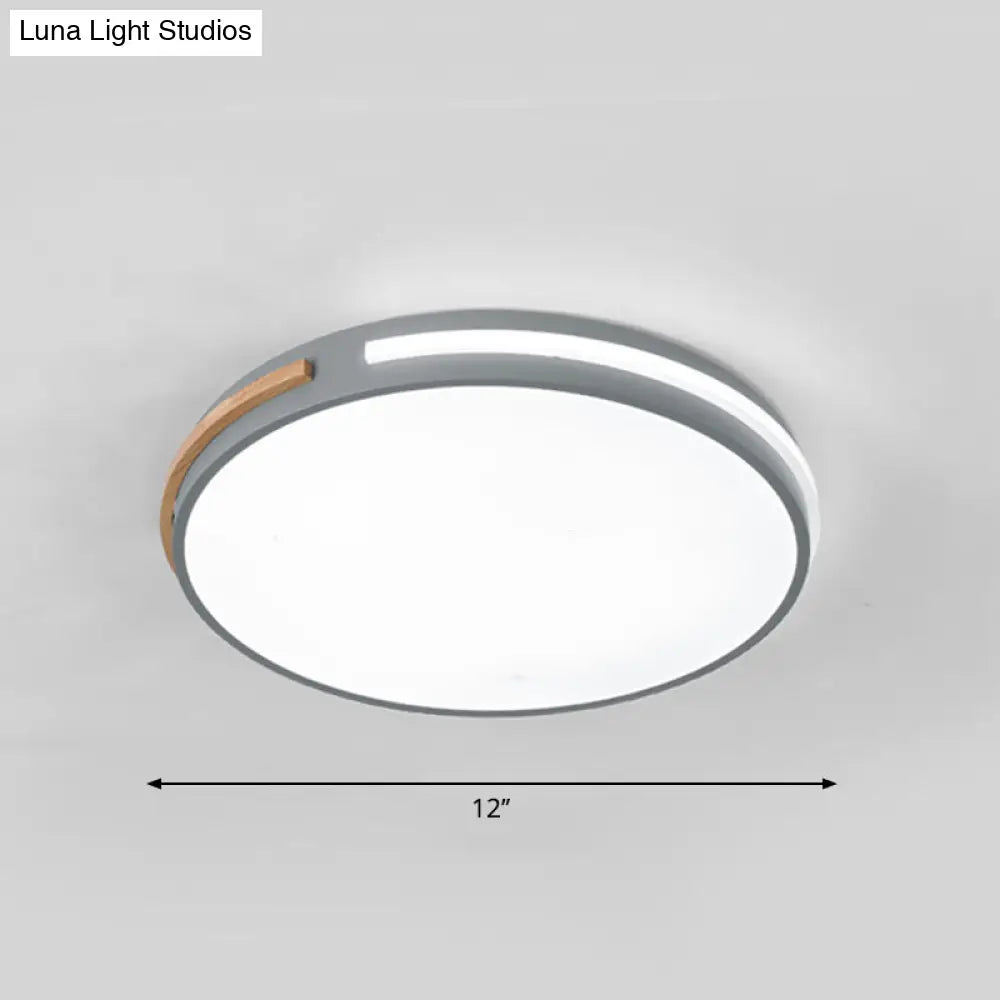 Minimalist Led Flush Mount Ceiling Light With Round Acrylic Shade - Bedroom Lighting Fixture Grey /