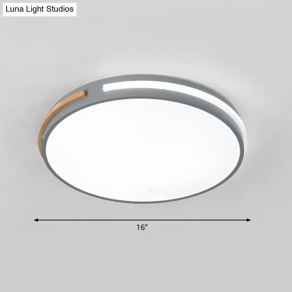 Minimalist Led Flush Mount Ceiling Light With Round Acrylic Shade - Bedroom Lighting Fixture Grey /