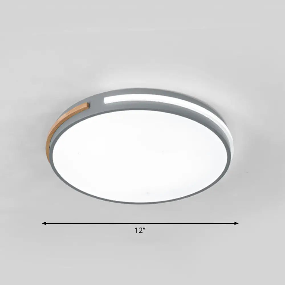 Minimalist Led Flush Mount Ceiling Light With Round Acrylic Shade - Bedroom Lighting Fixture Grey /