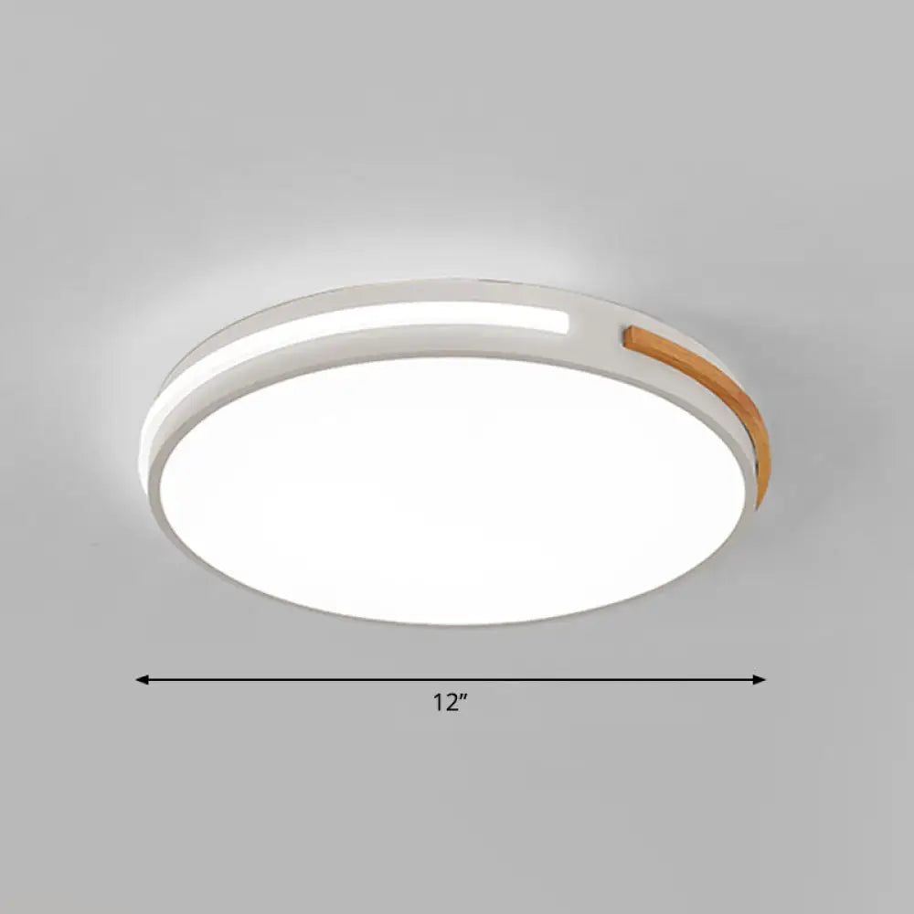 Minimalist Led Flush Mount Ceiling Light With Round Acrylic Shade - Bedroom Lighting Fixture White