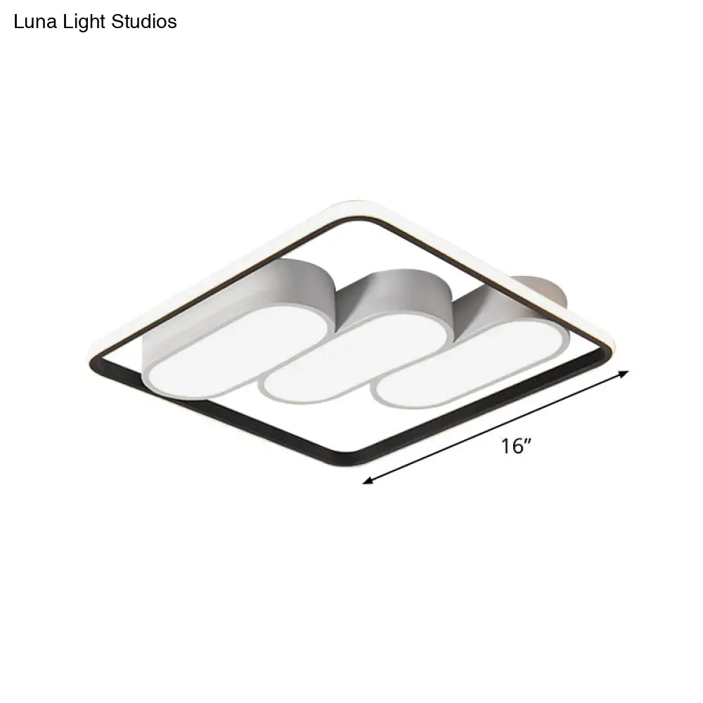 Minimalist Led Flush Mount Ceiling Light With Square Black And White Frame