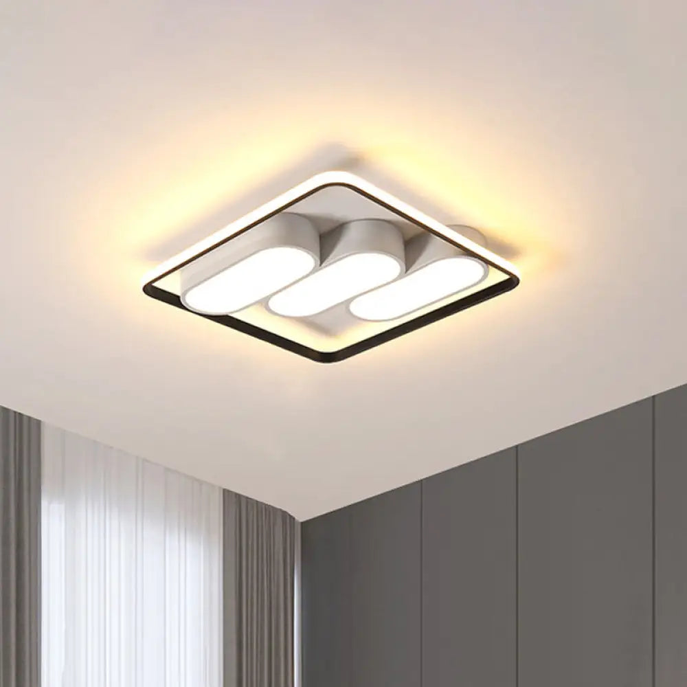 Minimalist Led Flush Mount Ceiling Light With Square Black And White Frame Black - White