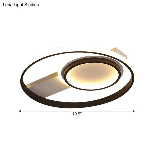 Minimalist Led Flush Mount Light Circular Metal Surface 16.5’/19.5’ Diameter Black