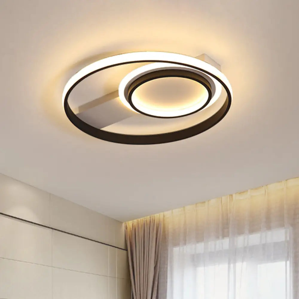 Minimalist Led Flush Mount Light Circular Metal Surface 16.5’/19.5’ Diameter Black / 16.5’