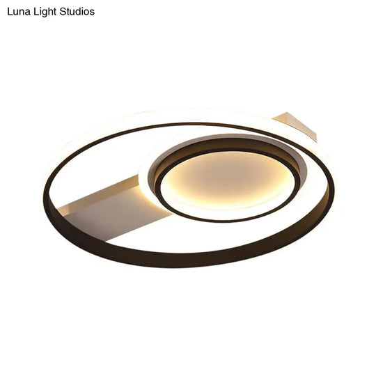 Minimalist Led Flush Mount Light Circular Metal Surface 16.5’/19.5’ Diameter Black