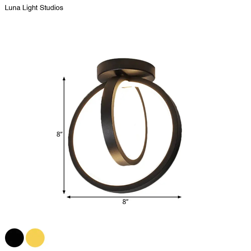 Minimalist Led Flush Mount Light For Hallways - Circular Black/Gold Warm/White