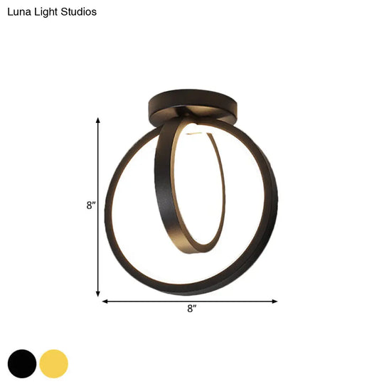 Minimalist Led Flush Mount Light For Hallways - Circular Black/Gold Warm/White