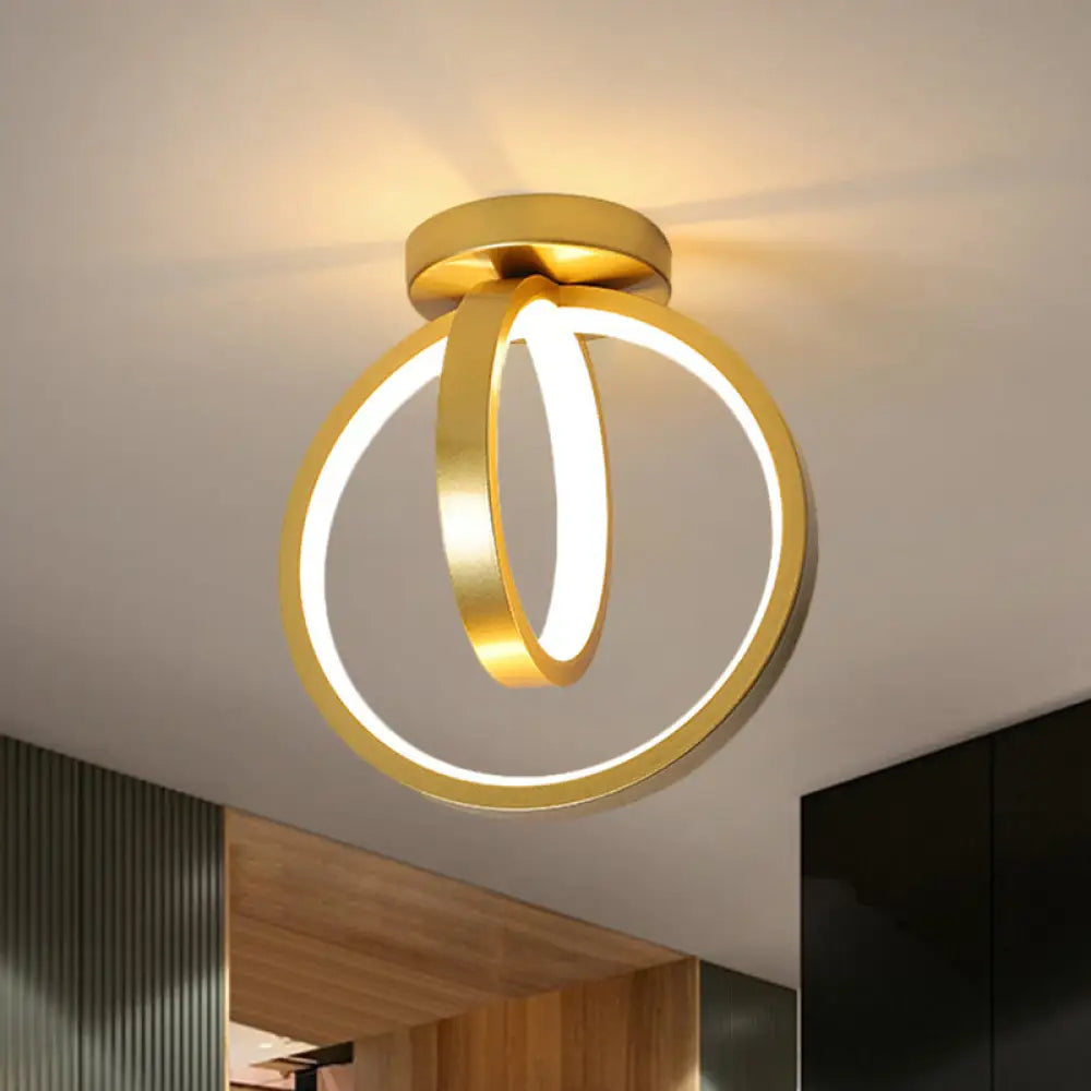 Minimalist Led Flush Mount Light For Hallways - Circular Black/Gold Warm/White Gold / White