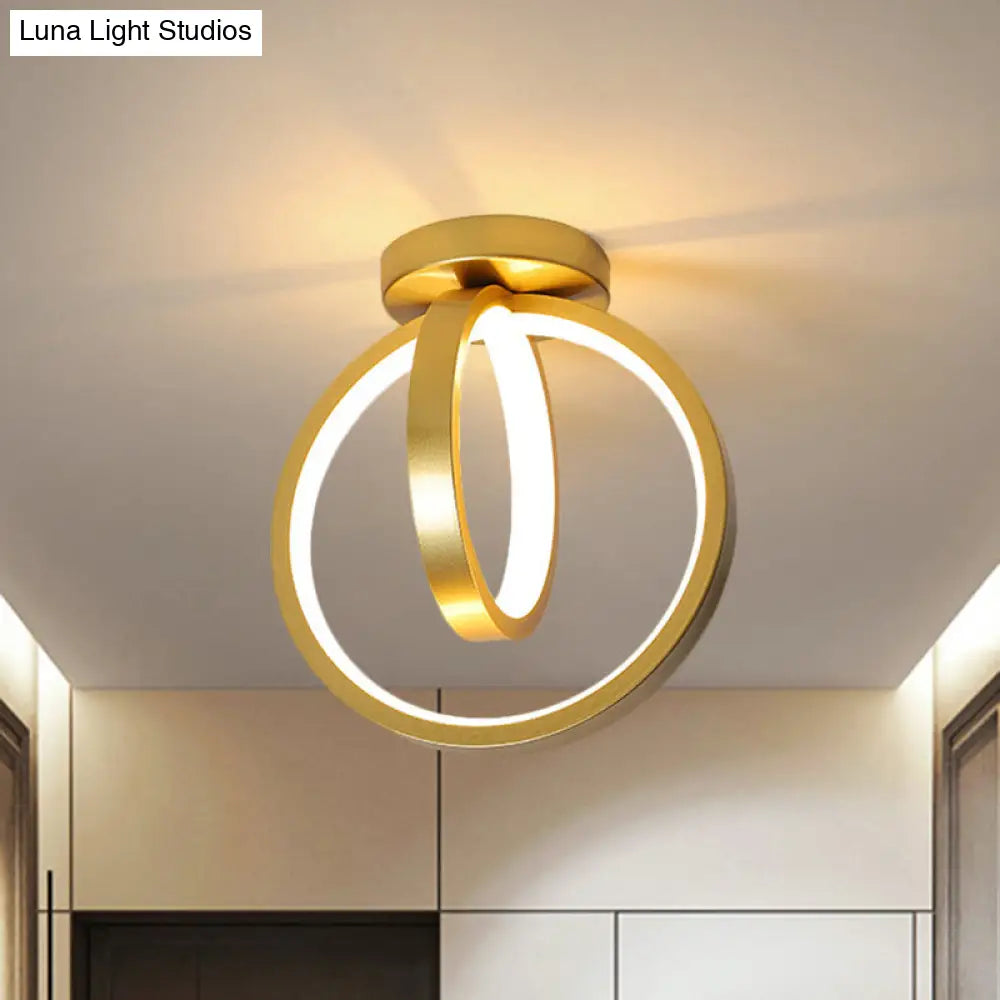 Minimalist Led Flush Mount Light For Hallways - Circular Black/Gold Warm/White