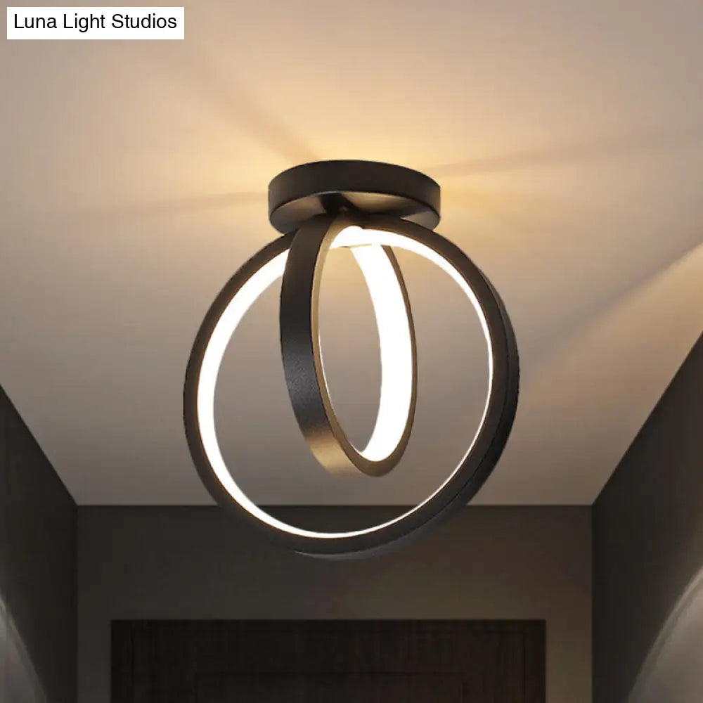 Minimalist Led Flush Mount Light For Hallways - Circular Black/Gold Warm/White Black / Warm