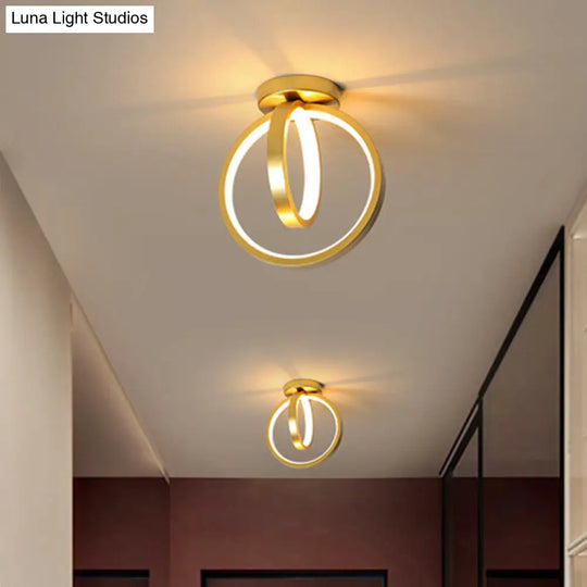 Minimalist Led Flush Mount Light For Hallways - Circular Black/Gold Warm/White