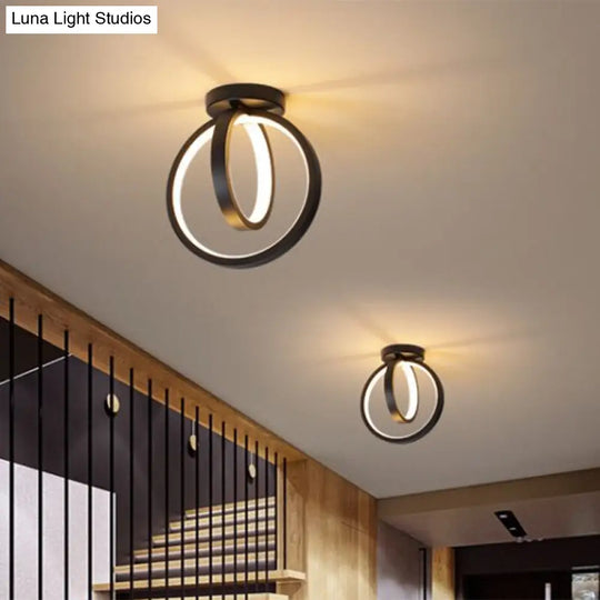 Minimalist Led Flush Mount Light For Hallways - Circular Black/Gold Warm/White