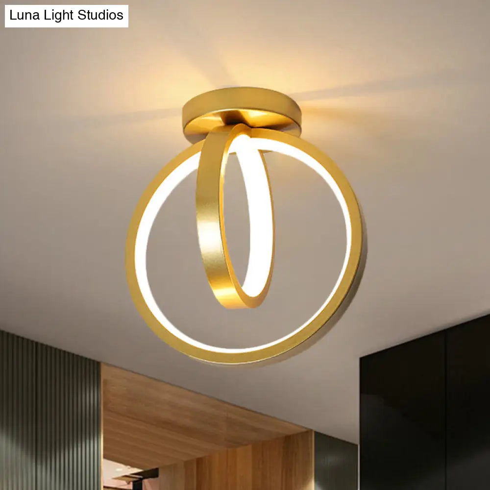 Minimalist Led Flush Mount Light For Hallways - Circular Black/Gold Warm/White Gold / White