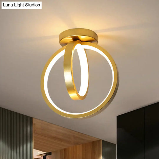 Minimalist Led Flush Mount Light For Hallways - Circular Black/Gold Warm/White Gold / White