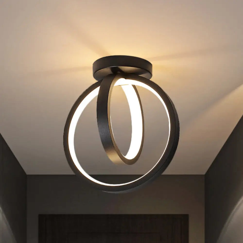 Minimalist Led Flush Mount Light For Hallways - Circular Black/Gold Warm/White Black / Warm