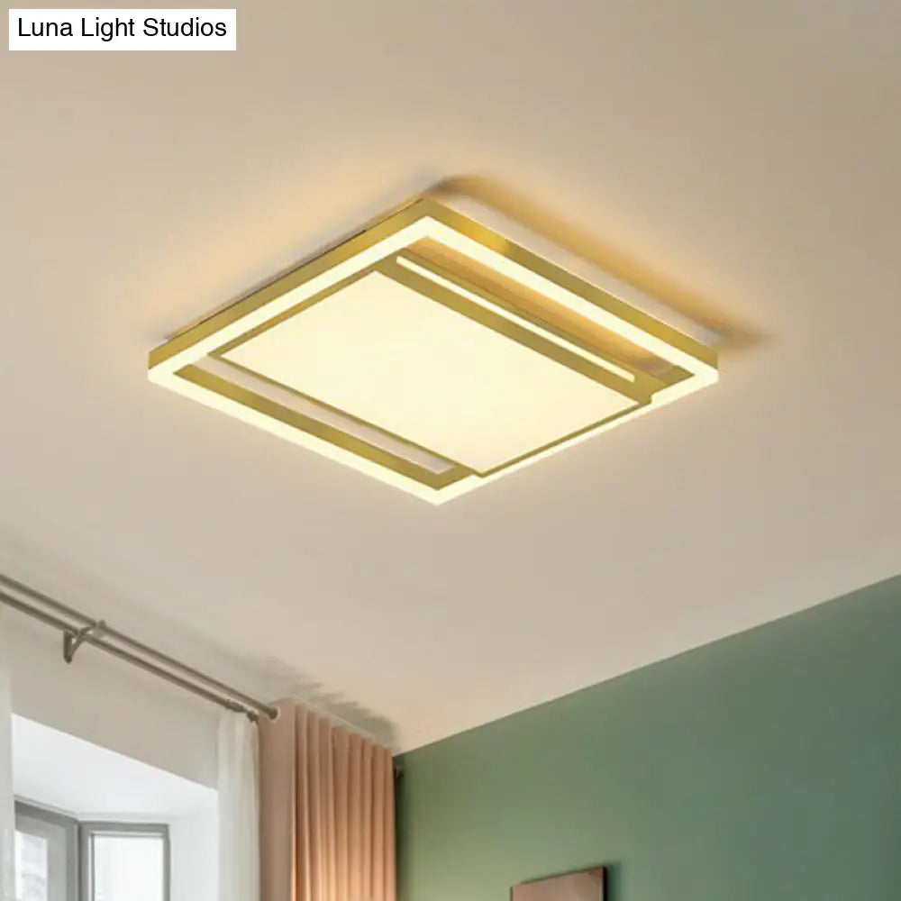 Minimalist Led Flush Mount Lighting In Gold - Geometrical Acrylic Fixture For Living Room