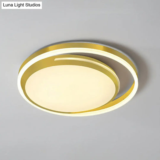 Minimalist Led Flush Mount Lighting In Gold - Geometrical Acrylic Fixture For Living Room / White