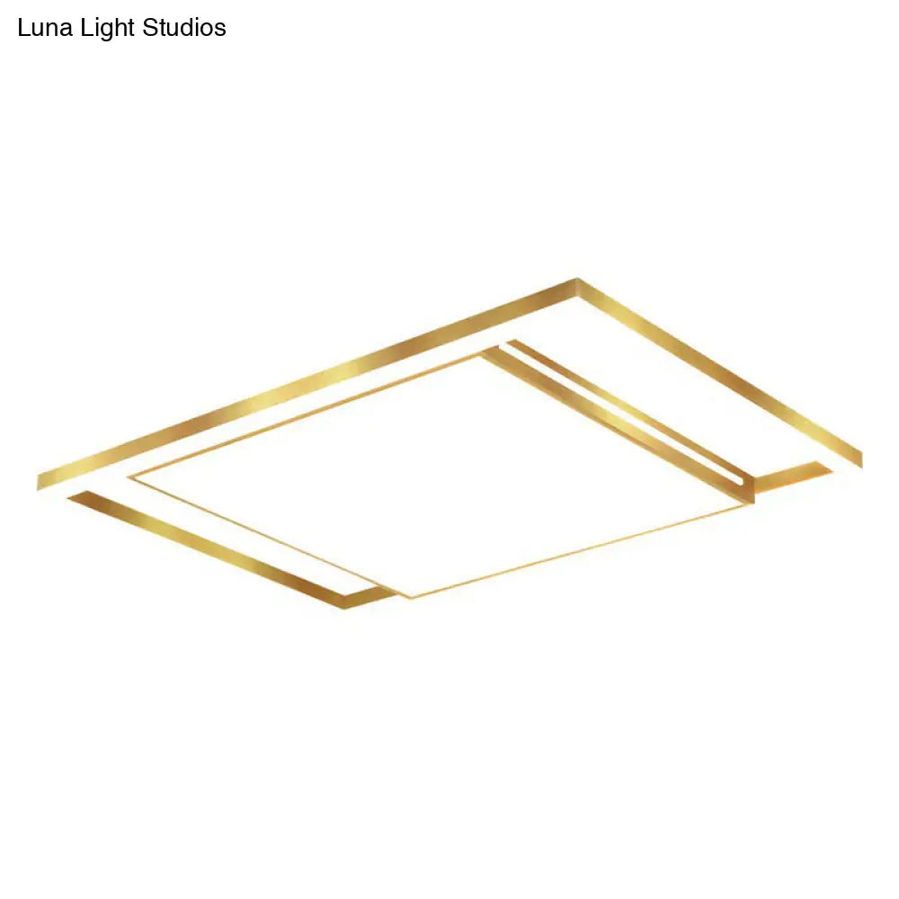 Minimalist Led Flush Mount Lighting In Gold - Geometrical Acrylic Fixture For Living Room