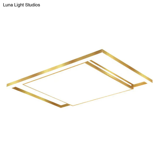 Minimalist Led Flush Mount Lighting In Gold - Geometrical Acrylic Fixture For Living Room