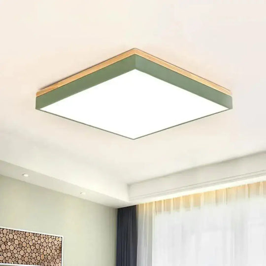 Minimalist Led Flushmount Light For Children’s Bedroom - Square Acrylic Close To Ceiling Fixture