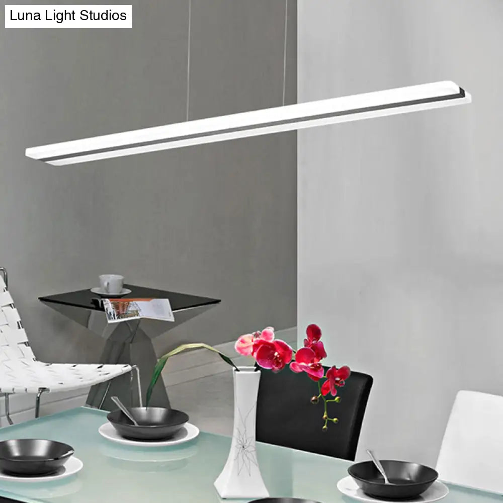 Minimalist Led Hanging Lamp With Black And White Plank Design - Acrylic Island Lighting For Tables