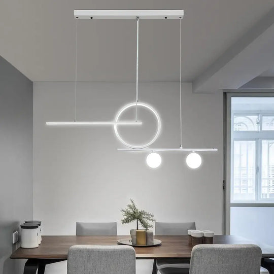 Minimalist Led Island Ceiling Light With Globe Acrylic Shade For Dining Room And Kitchen White /