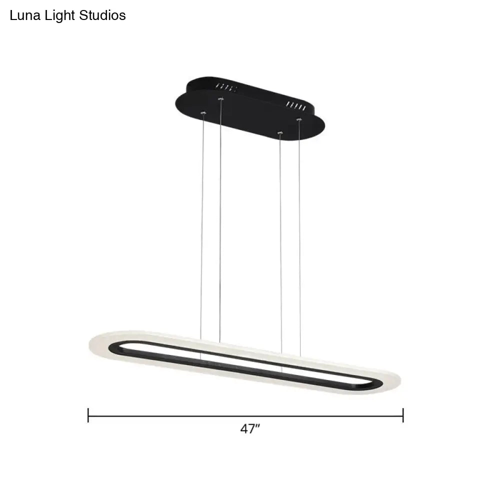 Minimalist Led Island Light Fixture - Acrylic Oblong Design