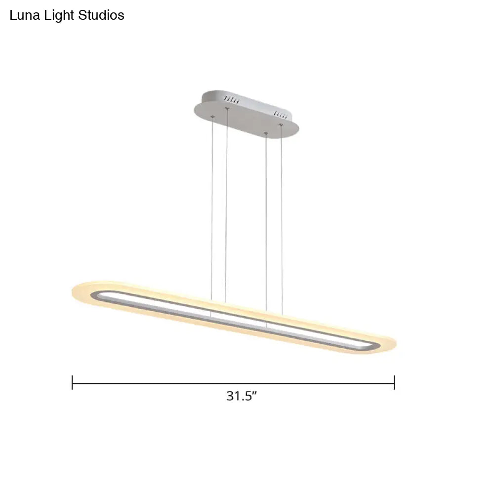 Minimalist Led Island Light Fixture - Acrylic Oblong Design