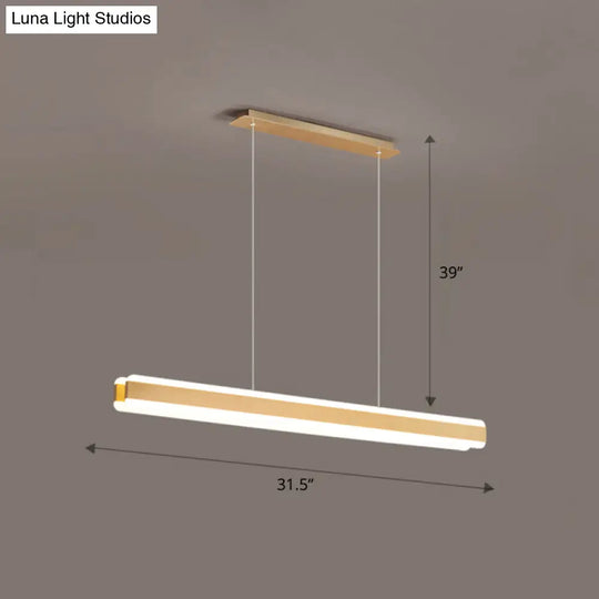 Minimalist Led Island Pendant - Linear Acrylic Hanging Light For Dining Room